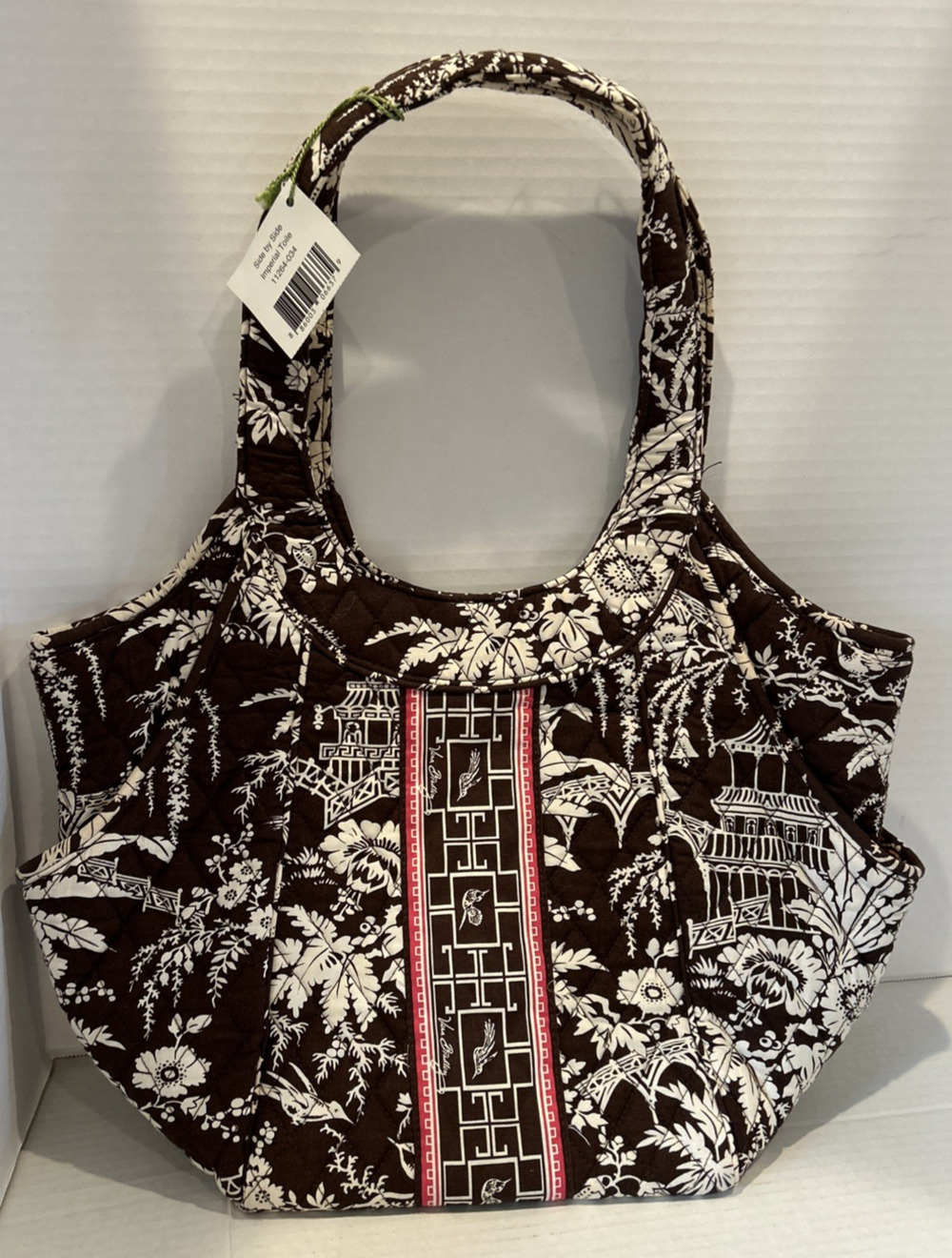 NWT Side By Side Vera Bradley Bag Tote, Imperial Toile, Brown White Pink, Large
